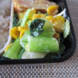 豆腐と小松菜カニカマのチャンプルー